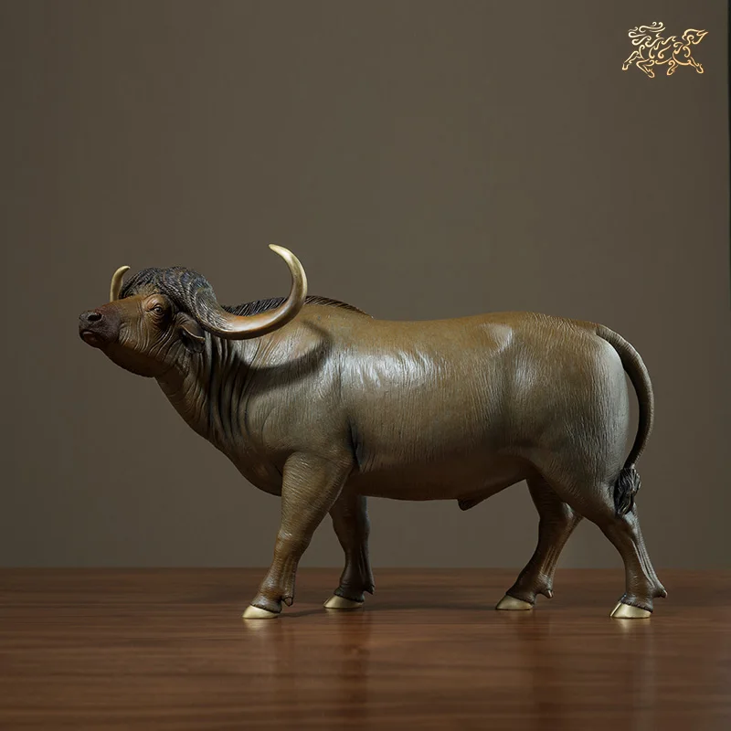 Large TOP Master art Collection foreign GIFT Home company Africa Syncerus caffer African Buffalo copper decorative Sculpture