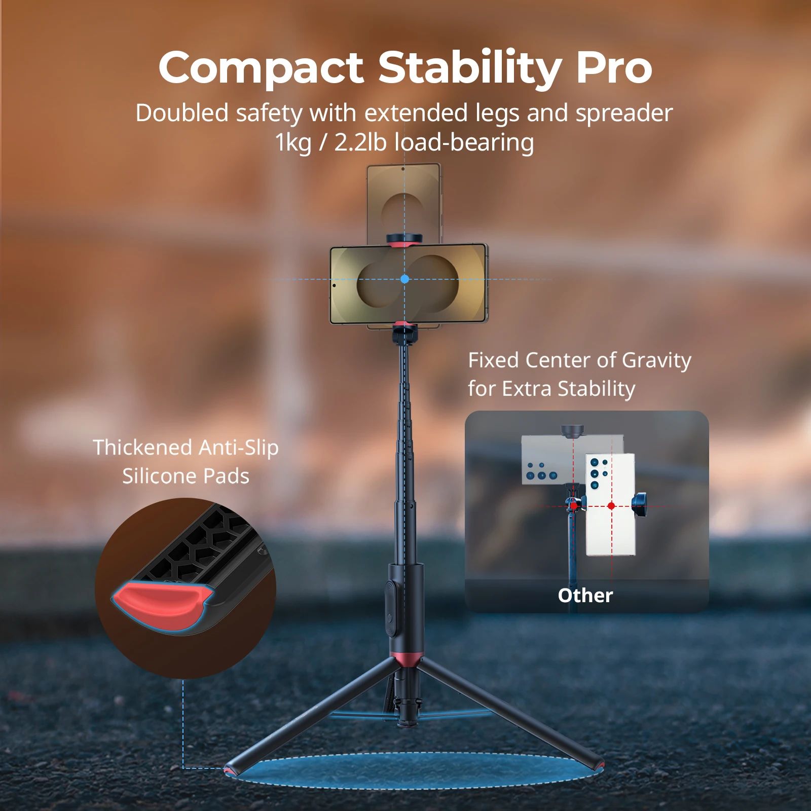 SmallRig x Drex Lee Boom ST30 حامل ثلاثي القوائم لعصا سيلفي بلمسة واحدة مع جهاز تحكم عن بعد قابل للتعديل لمدونات الفيديو في السفر iPhone