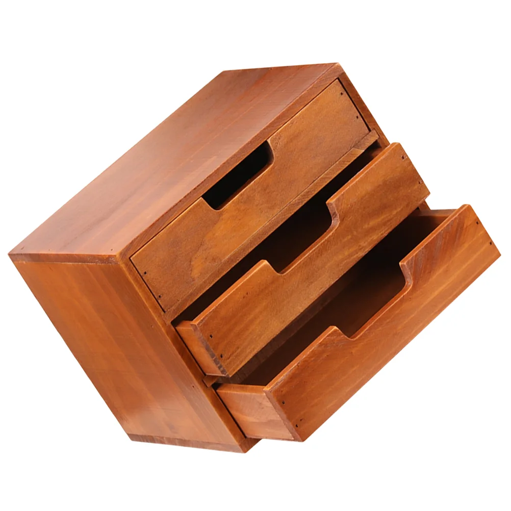 

Drawer Type Desk Organizer 3-Tier Sundries Storage Box Wooden Small Drawer For Jewelry Trinket Stationery Display 25x19x17.5cm
