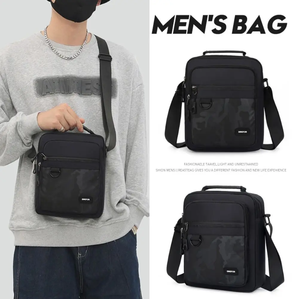 Solid Color Messenger Bag Fashion Design Square Shape Zipper Shoulder Bag Oxford Storage Belt Bag Men