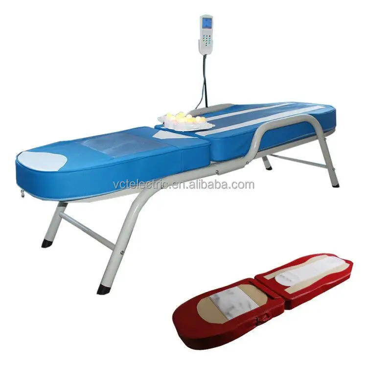 

Export Luxury Adjustable Hot Stone Bed With Massage Good Quality Jade Stone Thermal Massage Bed with MP3 Player