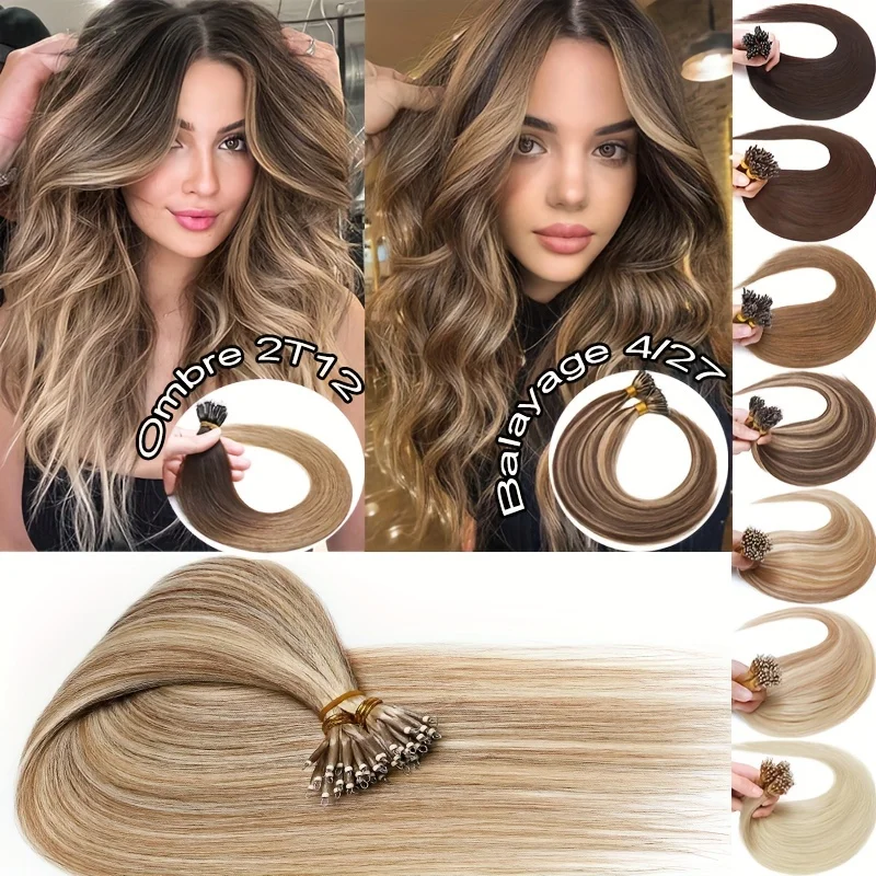 30 جرام نانو حبة وصلات شعر 100% الشعر البشري الطبيعي 12-20 بوصة نانو تلميح وصلات شعر شعر بشري حقيقي نانو حلقة الشعر 50 قطعة #1