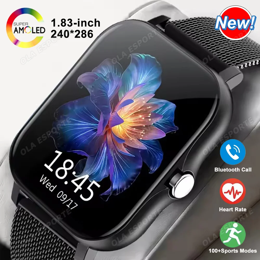 

Women NFC Smart Watch 1.83"AMOLED Screen Call Smartwatch Heart Rate Blood Oxygen Monitoring Fitness Clock Men Sports Watches New