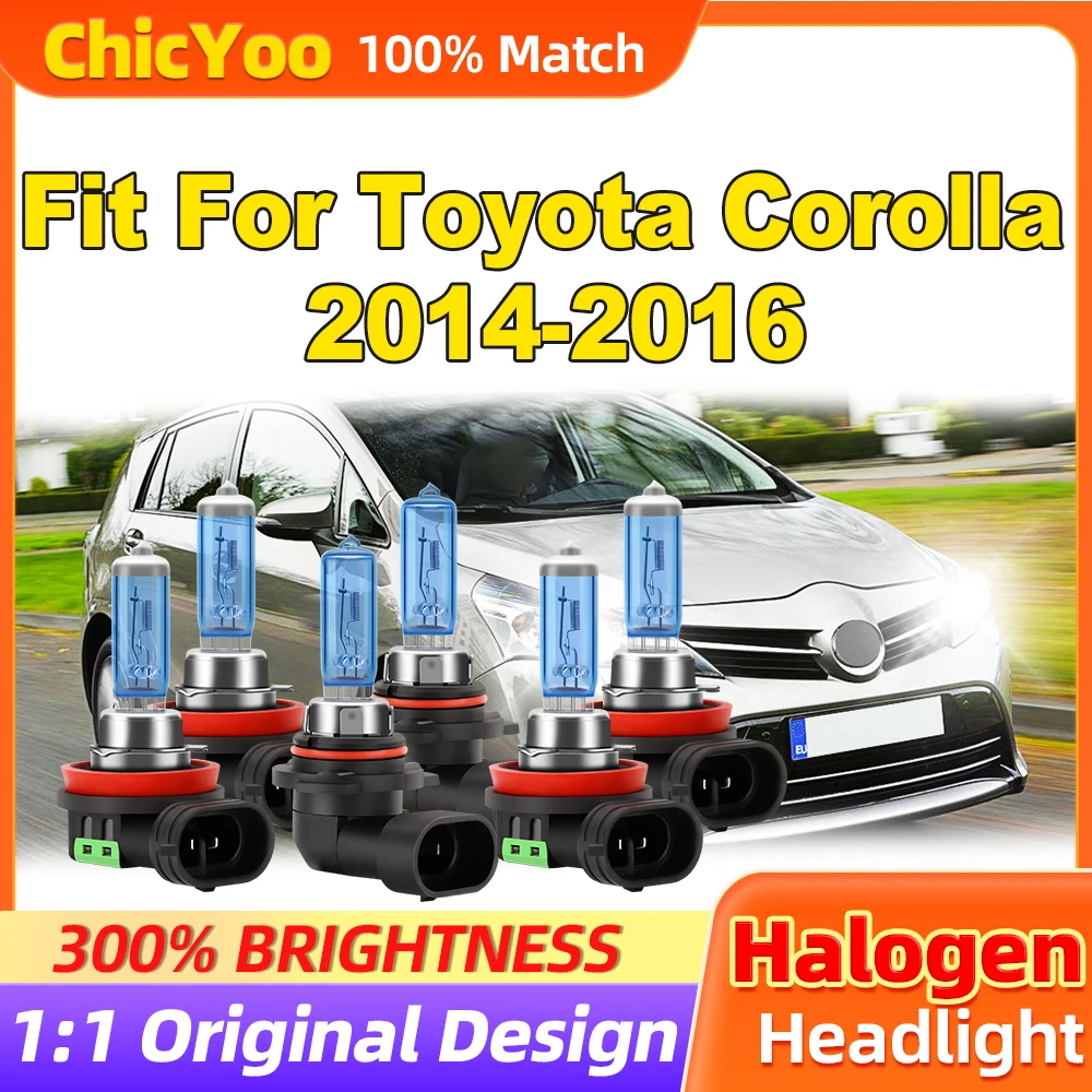 

Fit For Toyota Corolla 2014 2015 2016 300W Halogen Headlight Bulbs 36000LM Turbo Auto Lamps 6500K White 12V Halogen Headlamps