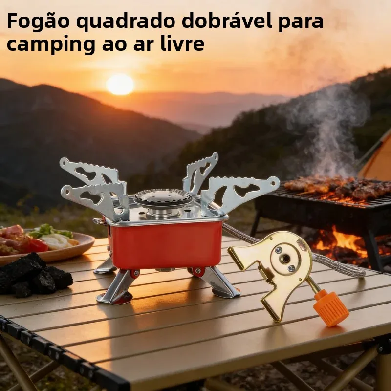 Fogareiro Portátil para Camping, Dobrável, à Prova de Vento, Fogão a Gás para Acampamento, Caminhadas, Piqueniques e Churrasco