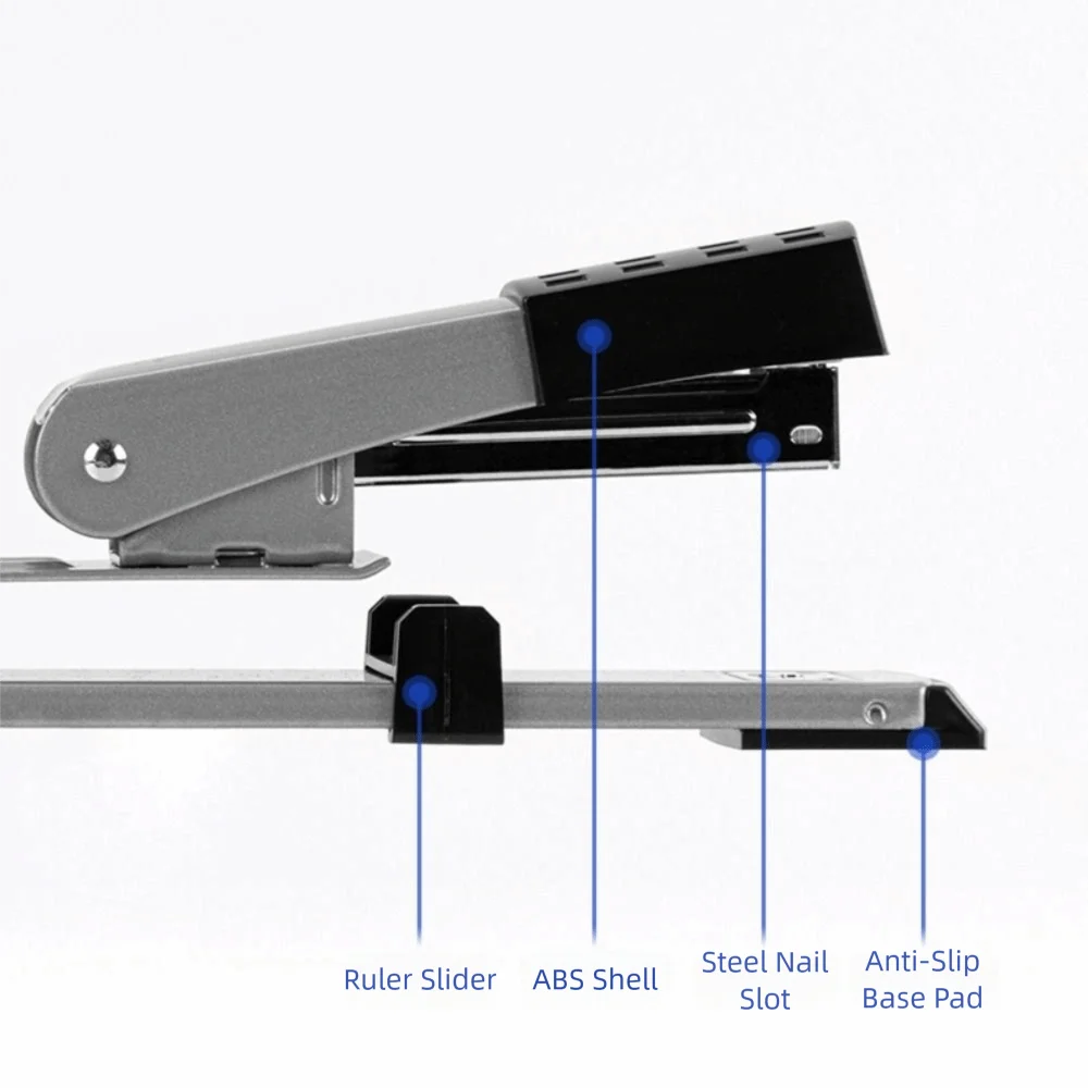 20 Sheet Capacity Long Reach Stapler Metal Body Labor-saving Long Arm Stapler Educational Effortless Paper Stapler For Booklet