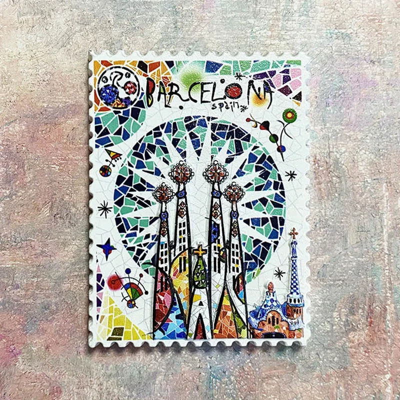 

Elegant Barcelona 3D Resin Fridge Magnets - Colorful Sagrada Familia Design, Perfect for Home & Room Decor, Strong Magnets