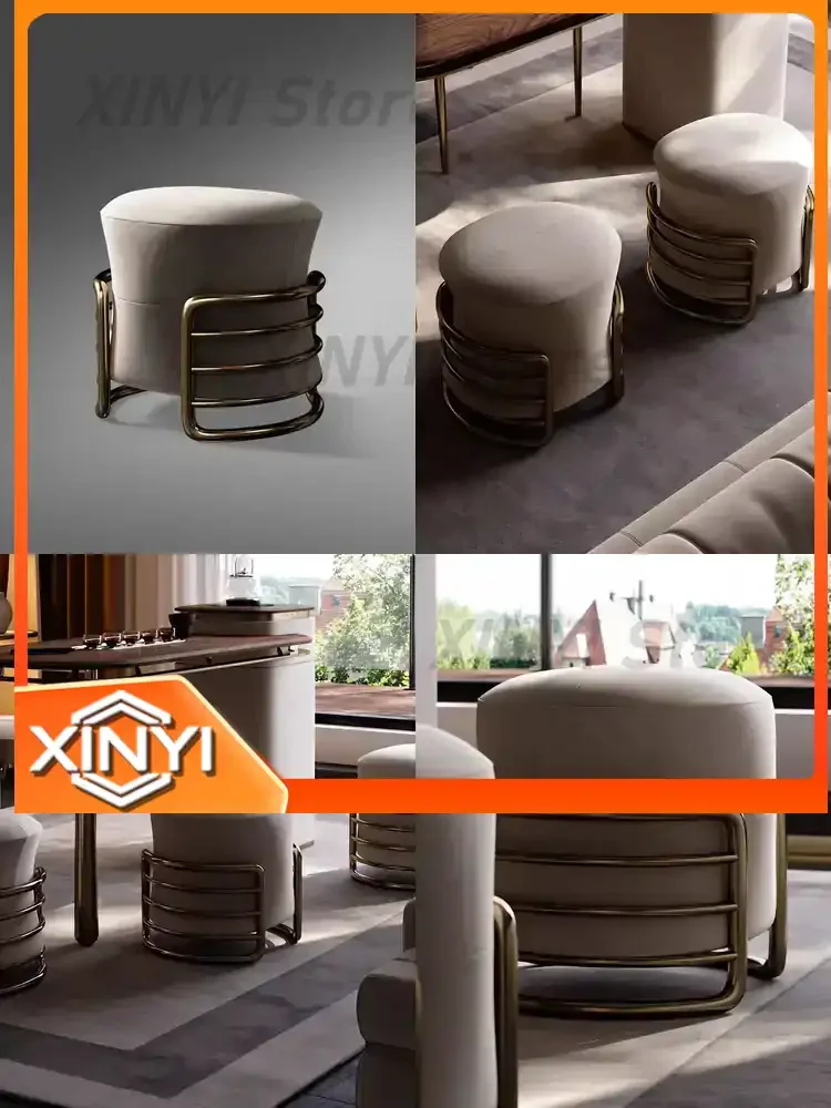 Luxury Round Stool for Home Furniture Hallway Ottoman Living Room Casual Seat Puff Small Dressing Stool Shoe Changing Stool
