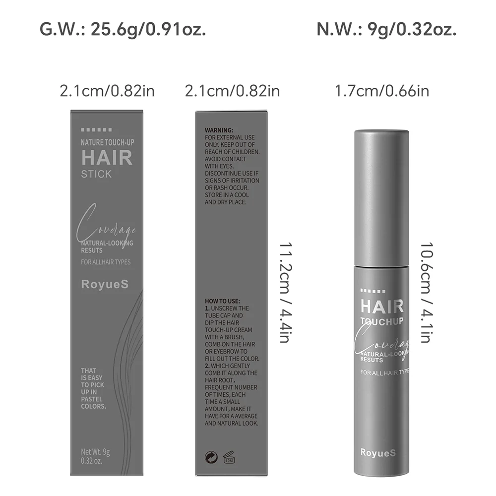 Hair Touch-Up Concealer Stick | Waterproof Root Cover for Hairline & Brows