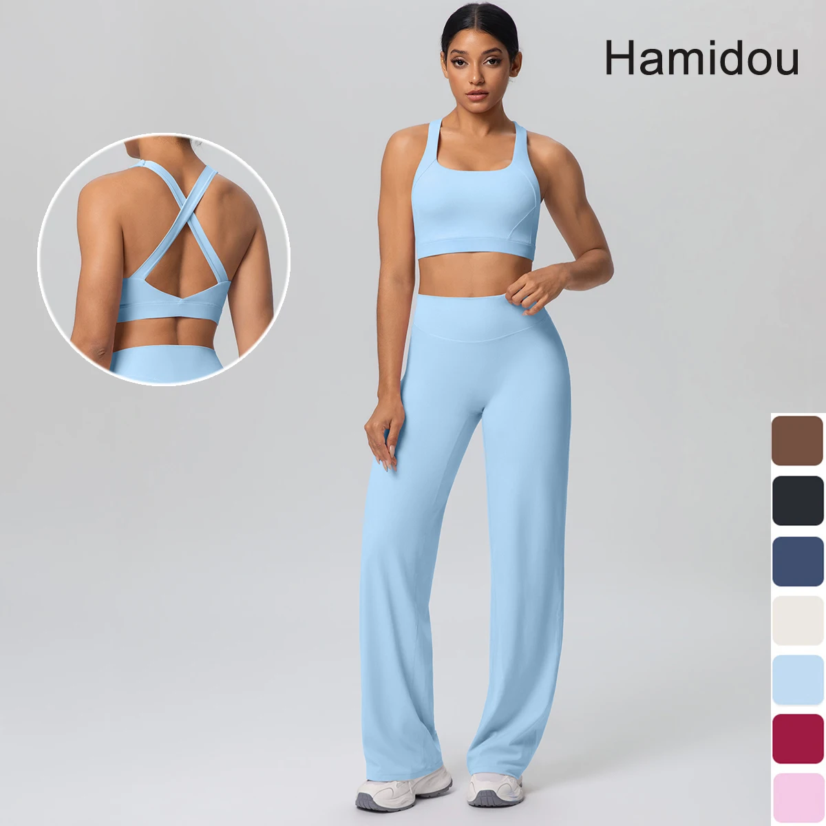 Women Quick Drying Peach Buttocks Yoga Set Fitness Sports Fitness Pants Sexy Backless Cross Bra Vest Gym Exercise Yoga Suit