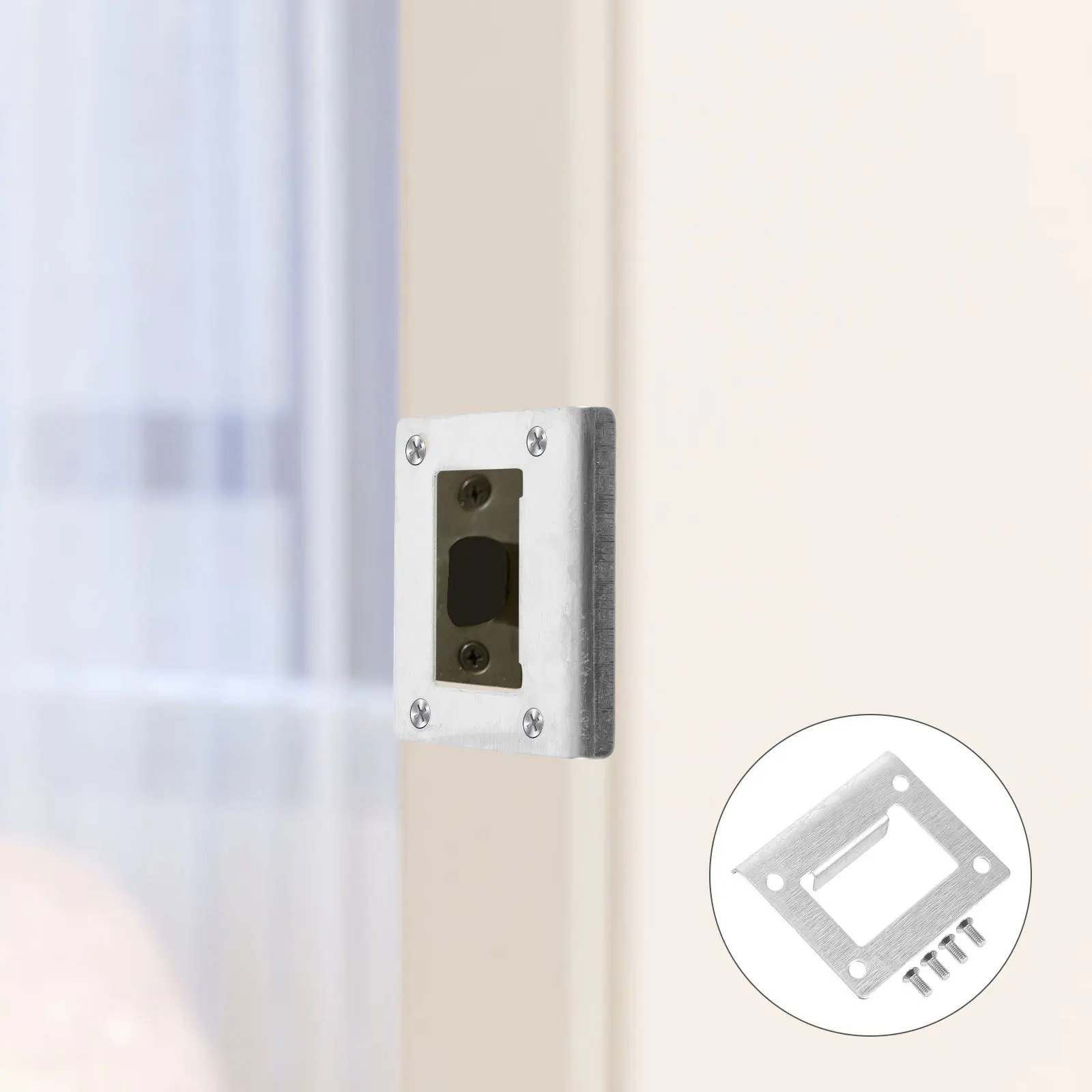 

Thickened Stainless Steel Door Strike Plate Rust Resistant Easy Installation Security Reinforcement and Door Hole Cover Plate