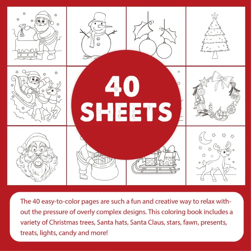 Merry Christmas Coloring Book 40 Cartoon Graffiti Coloring Book for Children Over 4 Years Old