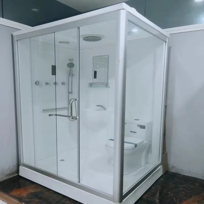 

Indoor Prefab Bathroom Units Accessories Bath Shower Room with Toilet Fiberglass Doors Bathroom Set Combo