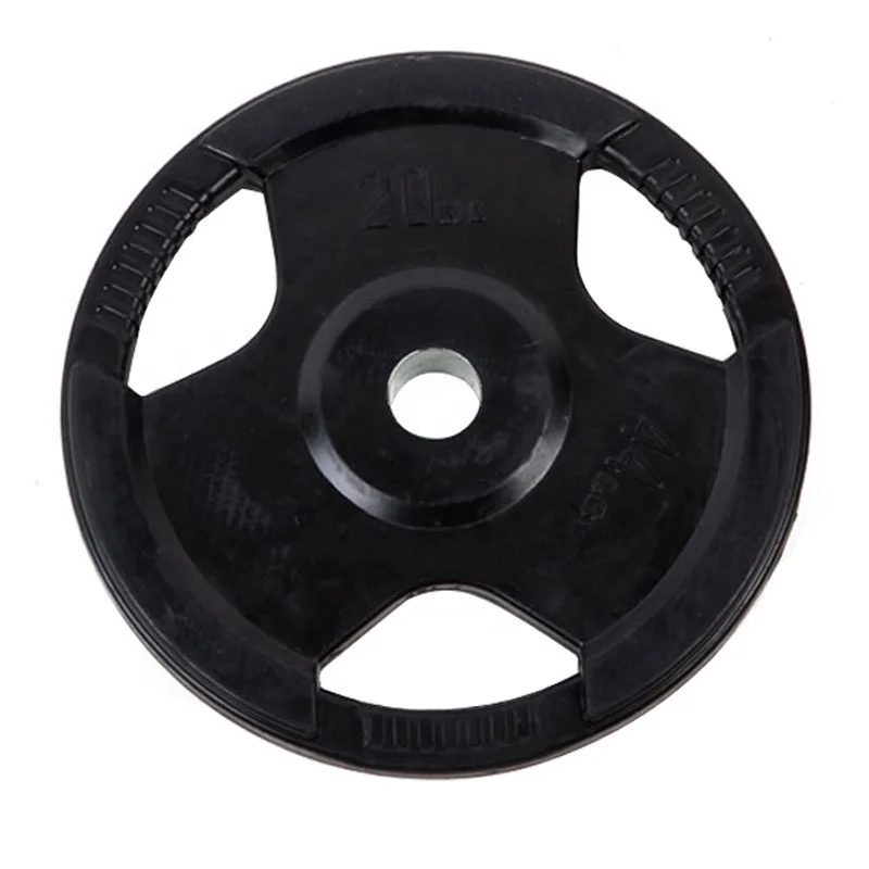 Weight Gym Power Training Weight Lifting Black Color Rubber Three Hole Barbell Weight Hard Barbells Plates