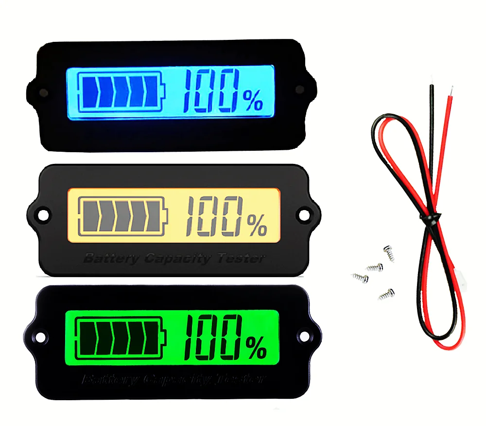 LY6W 12V 24V 36V 48V Lead Acid Battery Capacity Indicator LCD Digital Display Meter Lithium Battery Power Level Detector Tester