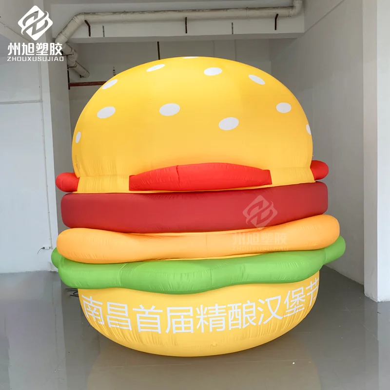 Inflatable Hamburger Model Oxford Fabric Material, Including Blower Decorative Prop for Outdoor Mall Store Food Events