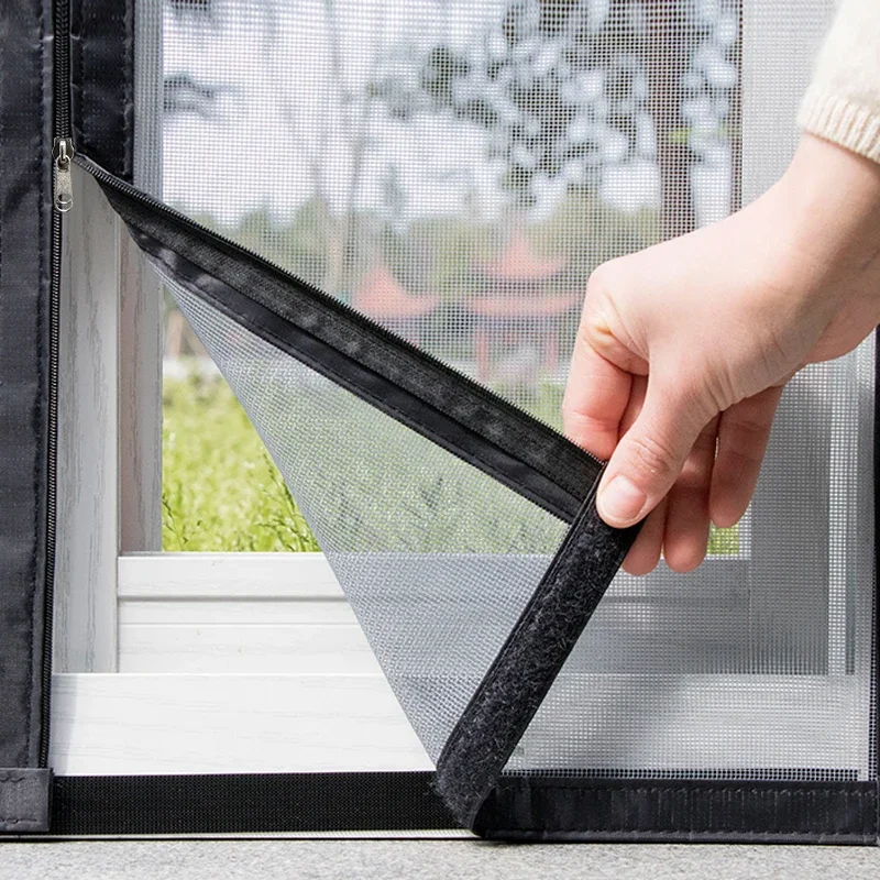 Malla de malla para ventana de insectos, cortina antimoscas para interiores, tul de verano Invisible antimosquitos, mosquitera con cremallera