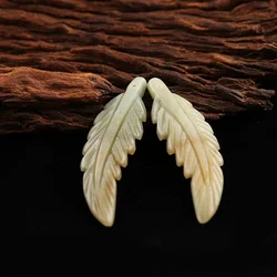 Beads for Jewelry Making Rainbow Jasper Carved Leaf Earring Bead,Handmade Jewelry Earrings Accessories For Women 35x8x3mm 2g