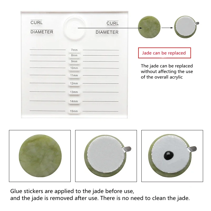 Funmix enxertia placa de escala de cílios acrílico dupla face escala placa de cílios vitrine ferramenta de cílios contendo 1 peça jade