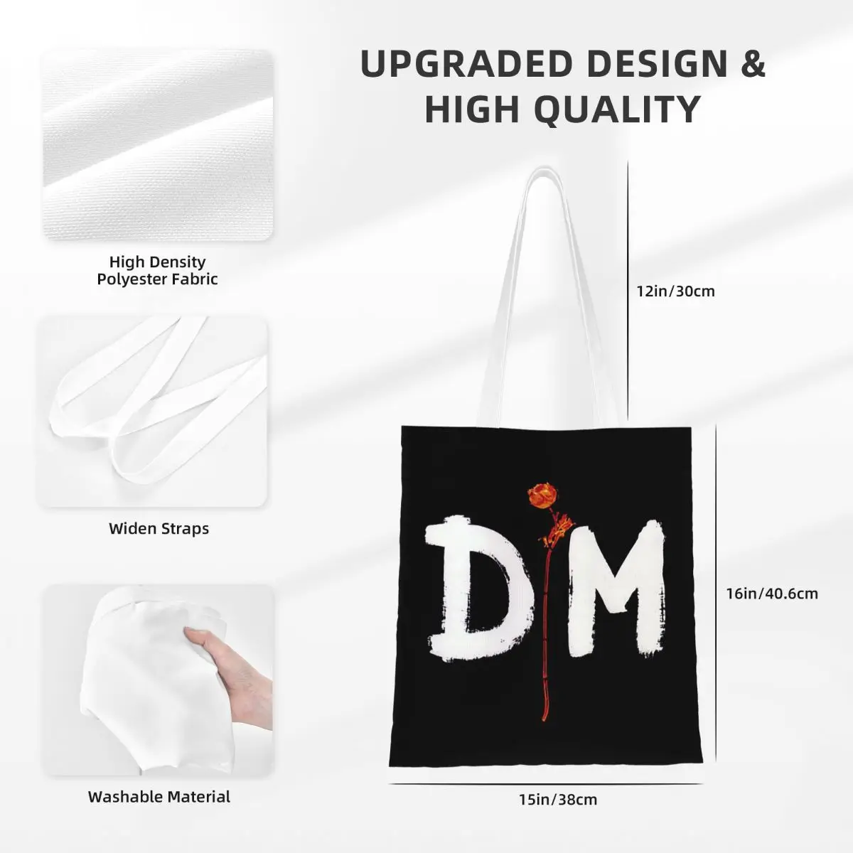 Tas Belanja Elektronik Rock Depeche Cool Mode Kanvas Tas Tote Lipat untuk Wanita Tas Tangan Travel Tote Bahu