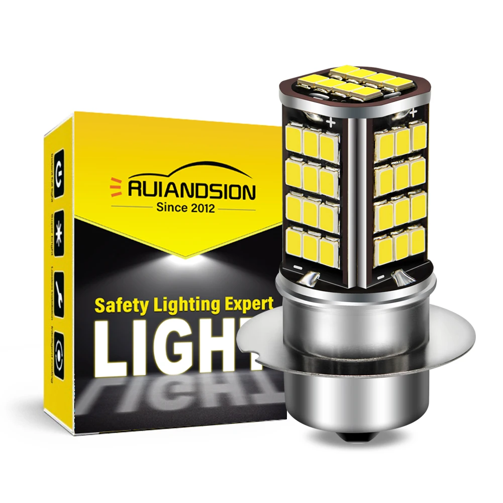 

RUIANDSION 2Pcs P36S Motorcycle Headlight LED Bulb 6W DC10-30V 12V 24V 2835SMD 1000Lm White 6000K For Moped Scooter Headlamp
