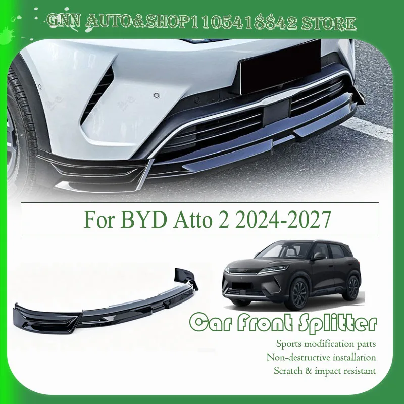 For BYD Atto 2 Yuan Up S1 Pro SC3E 2024 2025 2026 2027 ABS Car Front Bumper Split Lip Bumper Reinforcement Decoration Auto Parts