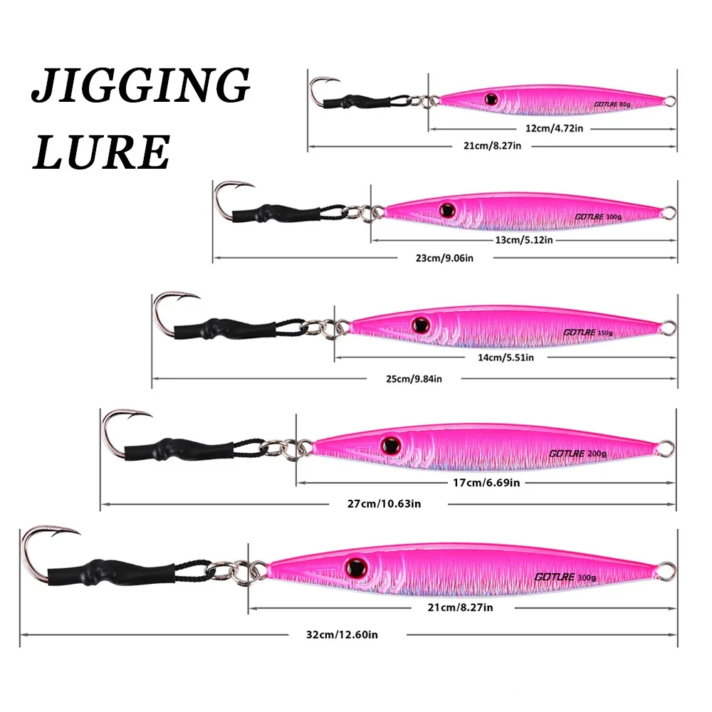 

Goture 3pcs/lot Metal Spoon Jigging Lure Slow Pitch Lead Fish Sea Bass Fishing Lure Hard Artificial Bait 80g 100g 150g 200g 300g