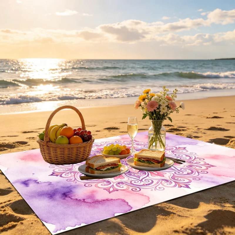 VIKAMA Dynamic Explosive Beach Mat Polyester Fiber Outdoor Picnic Mat Indoor and Outdoor Lightweight Foldable Home Decoration