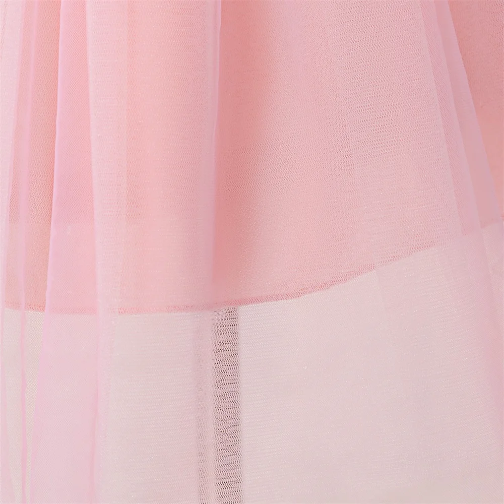 Baby Girls Peach Princess Dress Toddler 1st Birthday Party Dresses Girl Tulle Tutu Gown Kids Puff Sleeve Holiday Weekend Costume