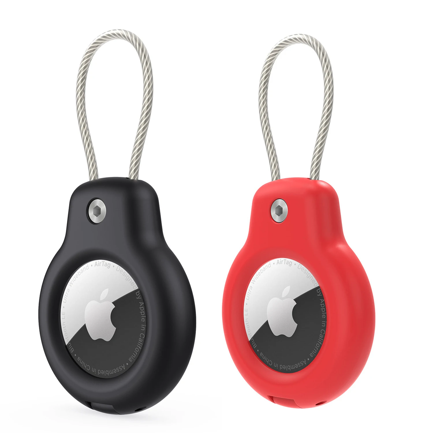 Voor Apple Airtag Case Hard Plastics Houder Anti-Verlies Sleutelhanger Met Stalen Kabel Voor Huisdieren Kraag Rugzak Bagagelabel GPS Tracking