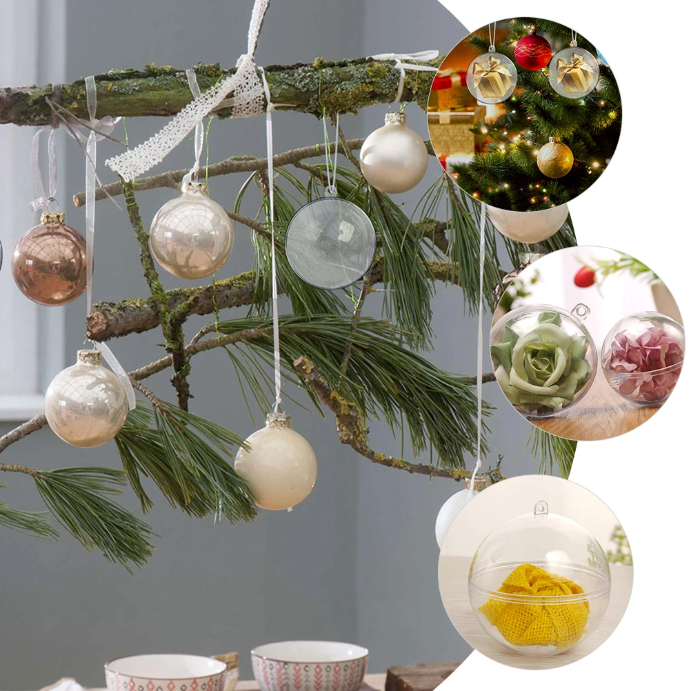 

12pcs Clear Fillable Hanging Balls Christmas Tree Decorations Diy Party Supplies Xmas Balls Transparent Baubles Small