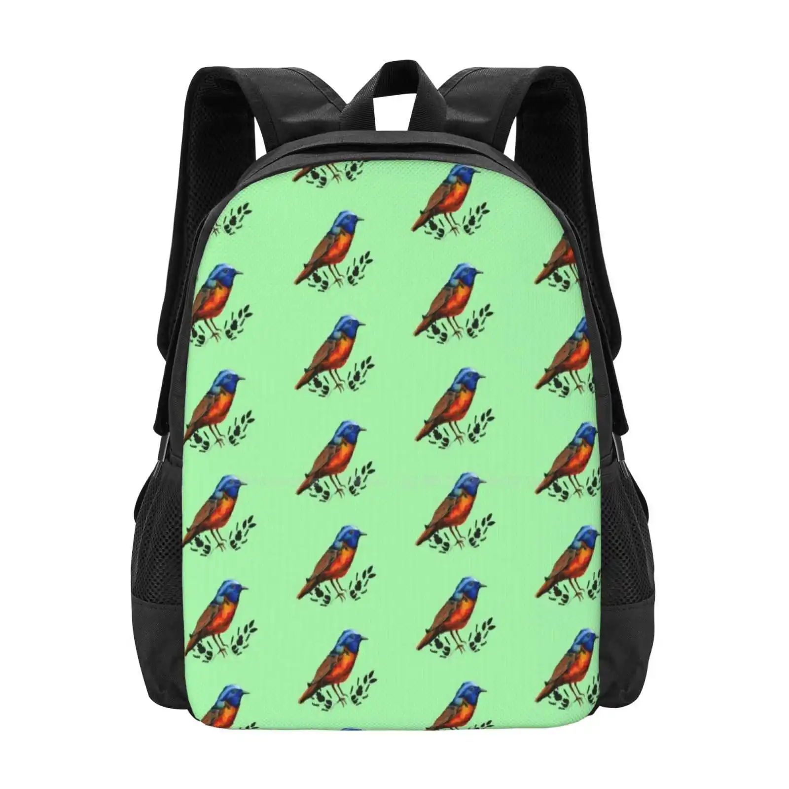 Redstart-Bird Illustration School Bag Big Capacity Backpack Laptop Bird Drawing Redstart