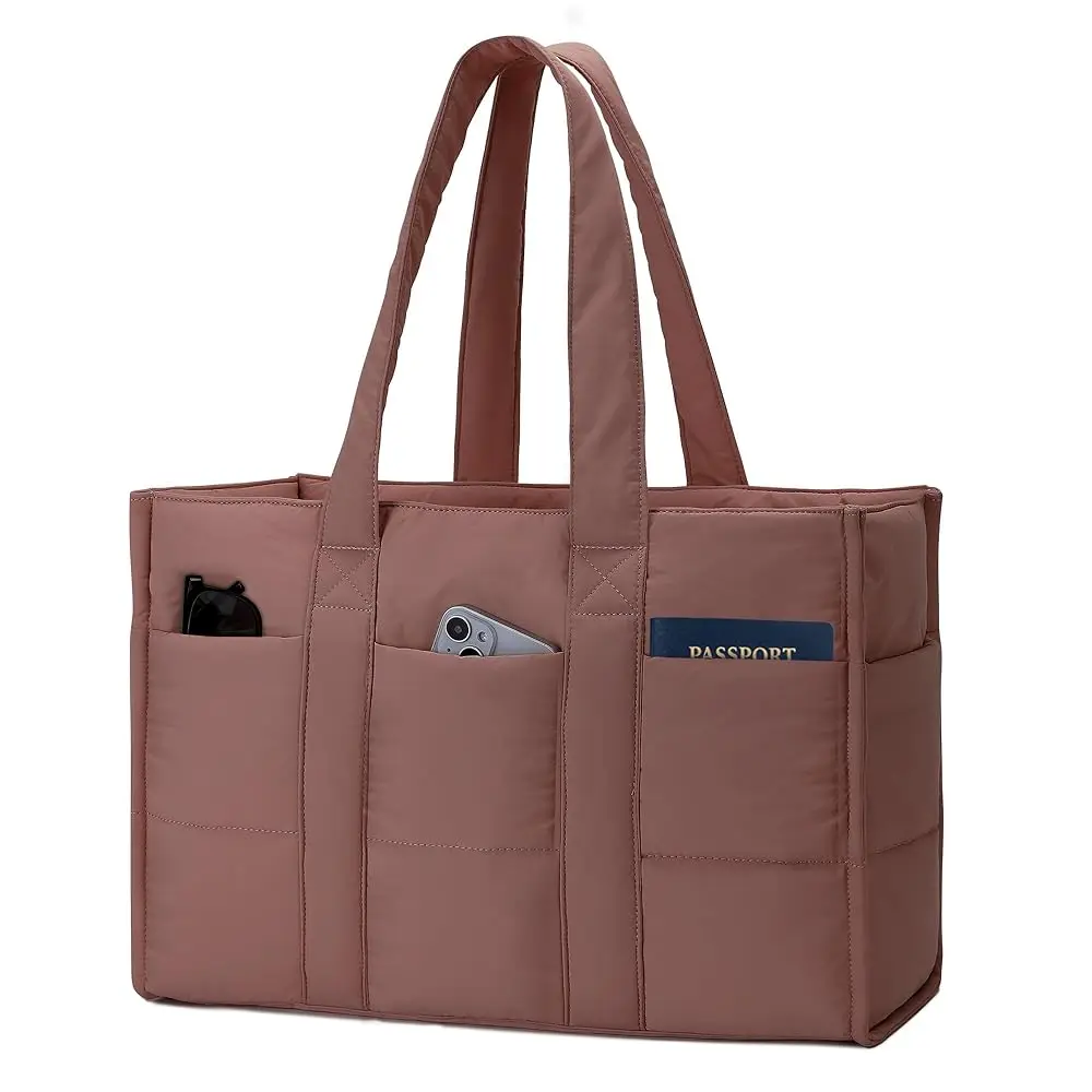 

Большая сумка-тоут для женщин, утепленная сумка для ноутбука с 16 карманами, сумка через плечо для учителей, медсестер, для путешествий, работы, школы