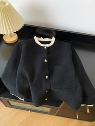 Women's Clothing 2025 Autumn New Love Button Knitted Cardigan Jacket Lazy Style Sweet Fashion Sweater Tops