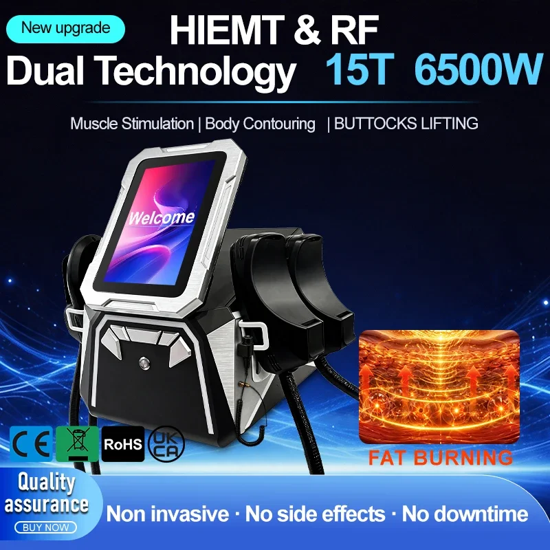 6500W HI-EMT NEO RF Professional Muscle Stimulation Fat Burning No Injury Body Slimming Device 15T Equipment For Salon Spa Use