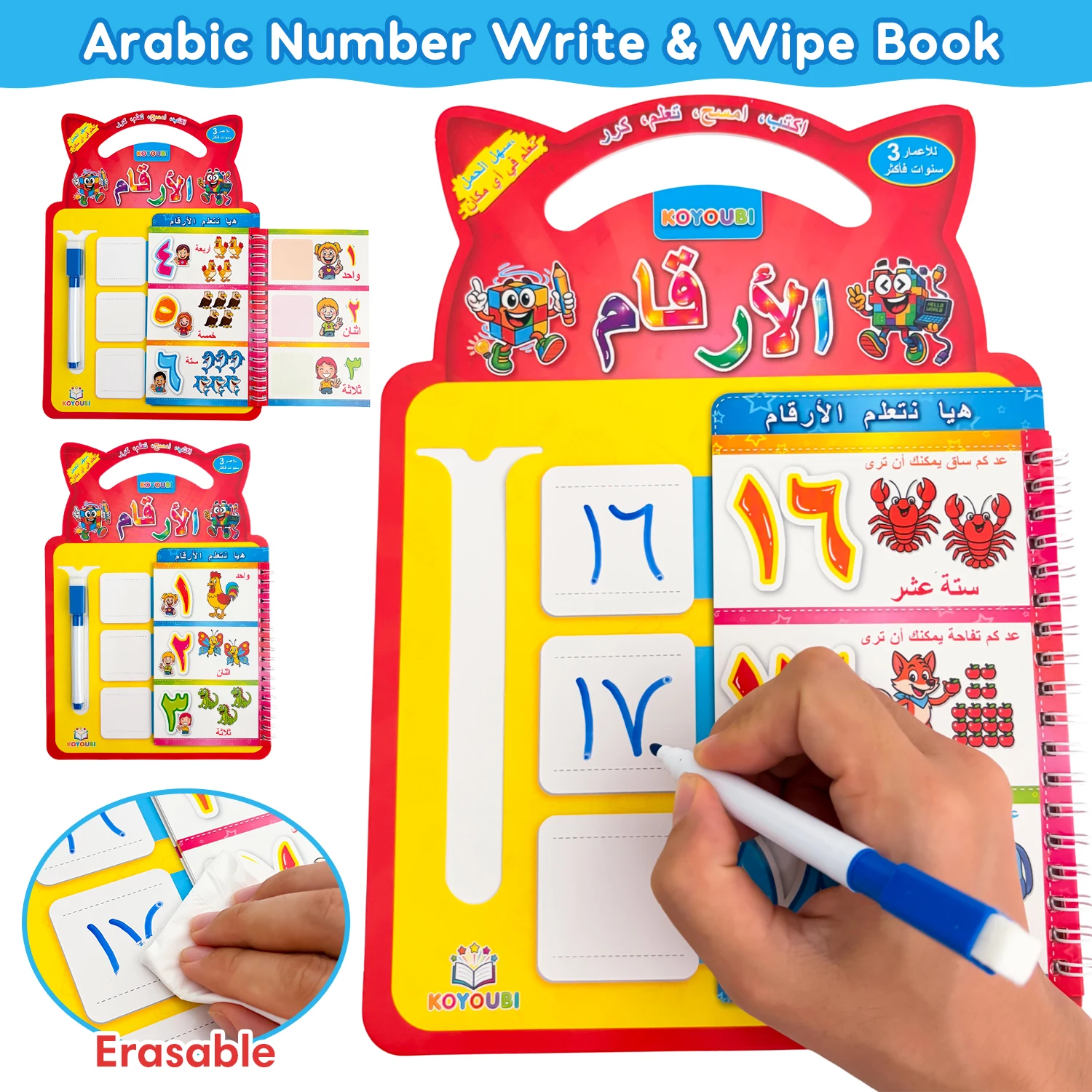 Arabic Numbers Practice Book for Kids Preschool Kindergarten Early Arabic Learning 1-30 Numerals Math Workbook Teaching Aids