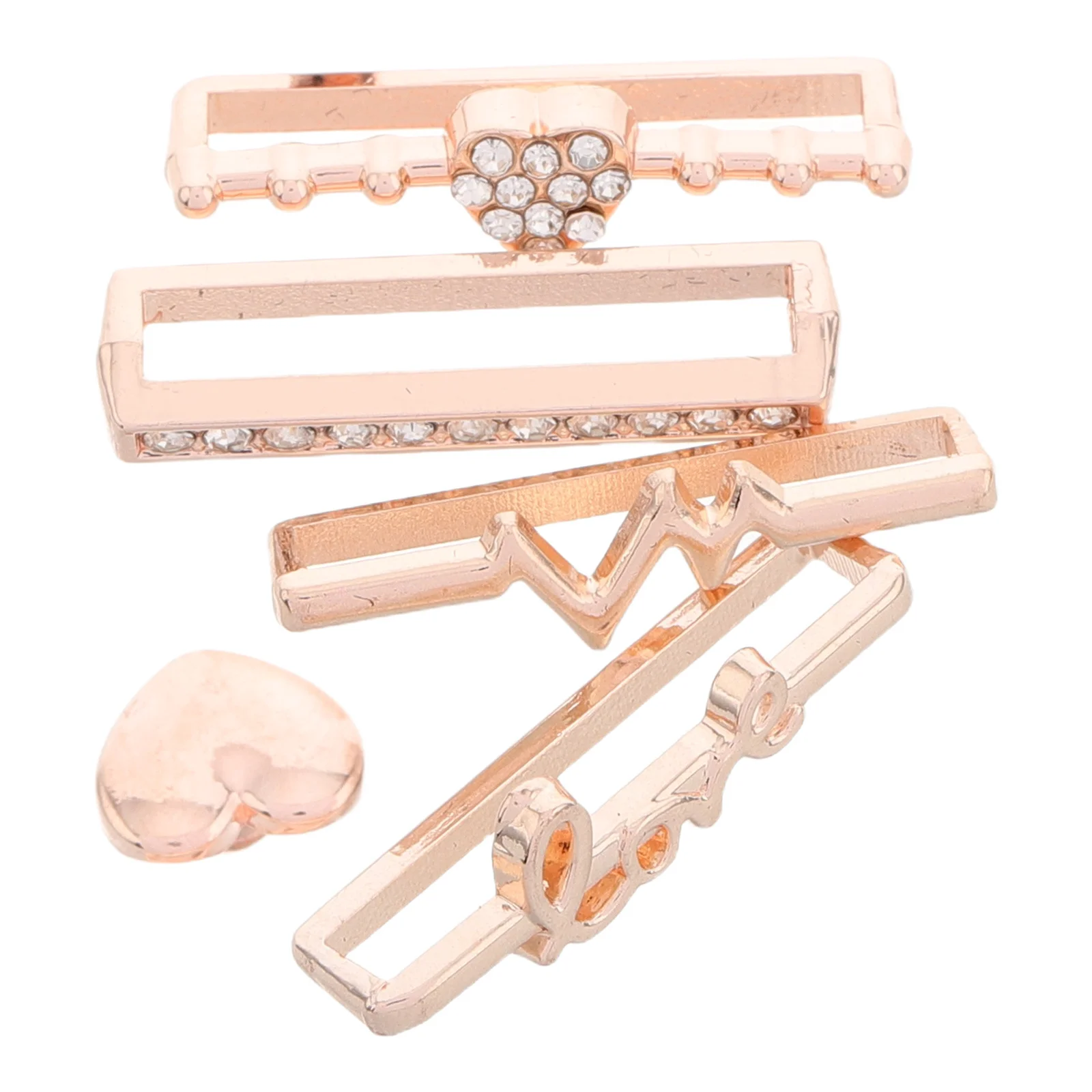 

5Pcs Heart Design Decorative Watch Band Clasp Metal Rings Stylish Strap Charm Easy Install Accessory Watch Band Charms Set