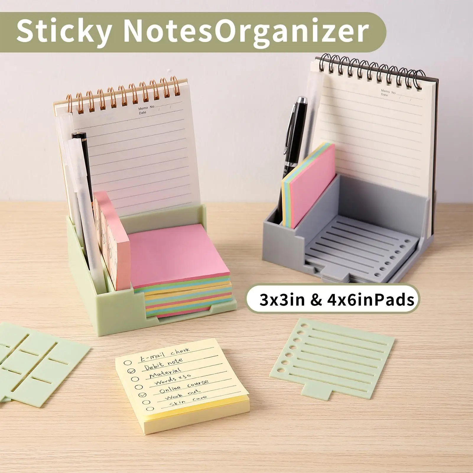 Sticky Note Template And Holder 3x3 & 4x4 Sticky Note Dispenser Portable Storage Tool Offices Sticky Note Stencil Organization
