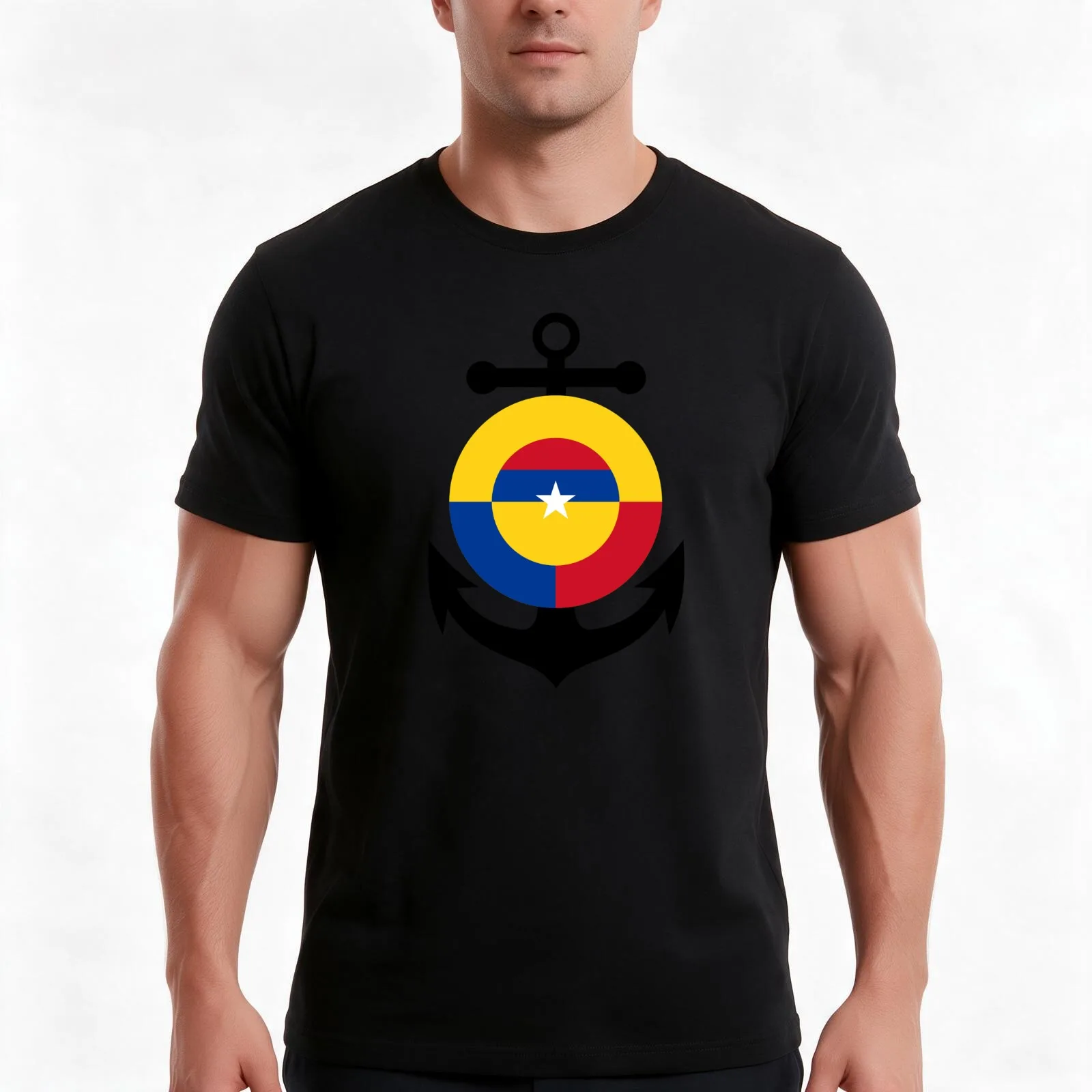 Roundel of the Colombian Naval Aviation T-Shirt, Summer Casual Cotton Tee, Oversized Streetwear Tops, Vintage Graphic Print