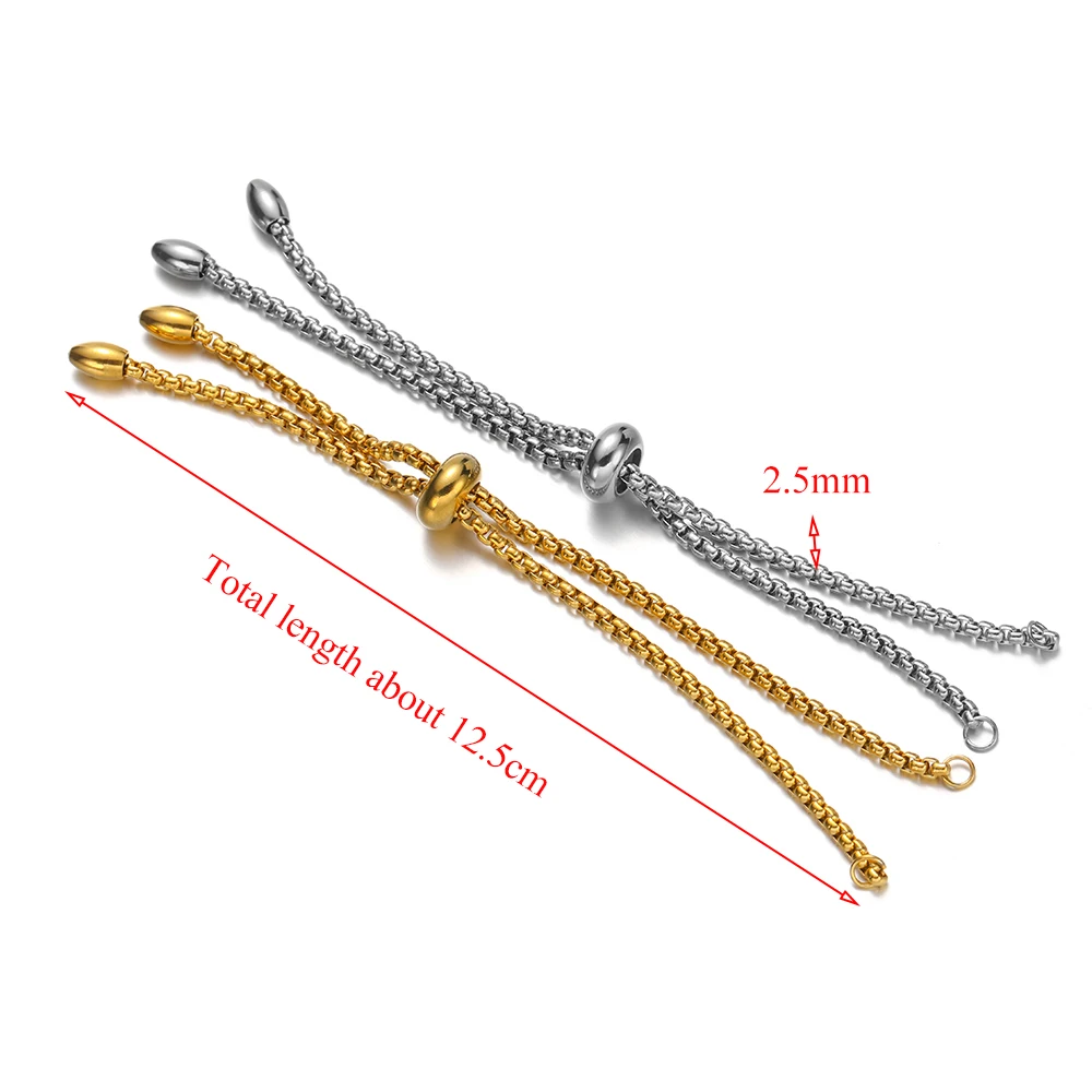 3pcs Stainless Steel Adjustable Boho Bracelets Chains Connectors for DIY Women's Pendant Bracelet Jewelry Gifts Crafts Making