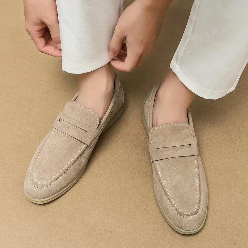 Nubuck Leather Casual New Suede Leather Men's Business Shoes Leisure Walk Loafers Driving Designer Dress Flats Slip on Moccasins - AliExpress 322