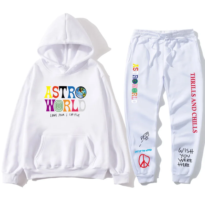 ASTROWORLD-Pullover de Moda Masculina Letters, Moletom e Calças, Streetwear, espero que você esteja aqui, 2024