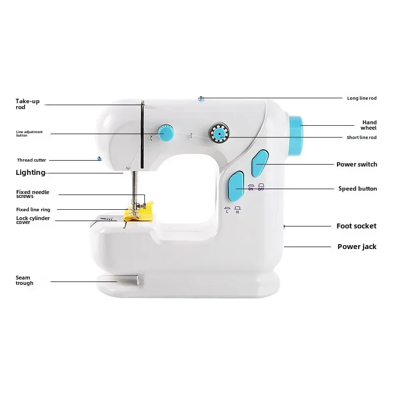 ماكينة خياطة صغيرة محمولة ماكينة خياطة كهربائية متعددة الوظائف ماكينة خياطة كهربائية صغيرة ذات خيط مزدوج للاستخدام المنزلي #2