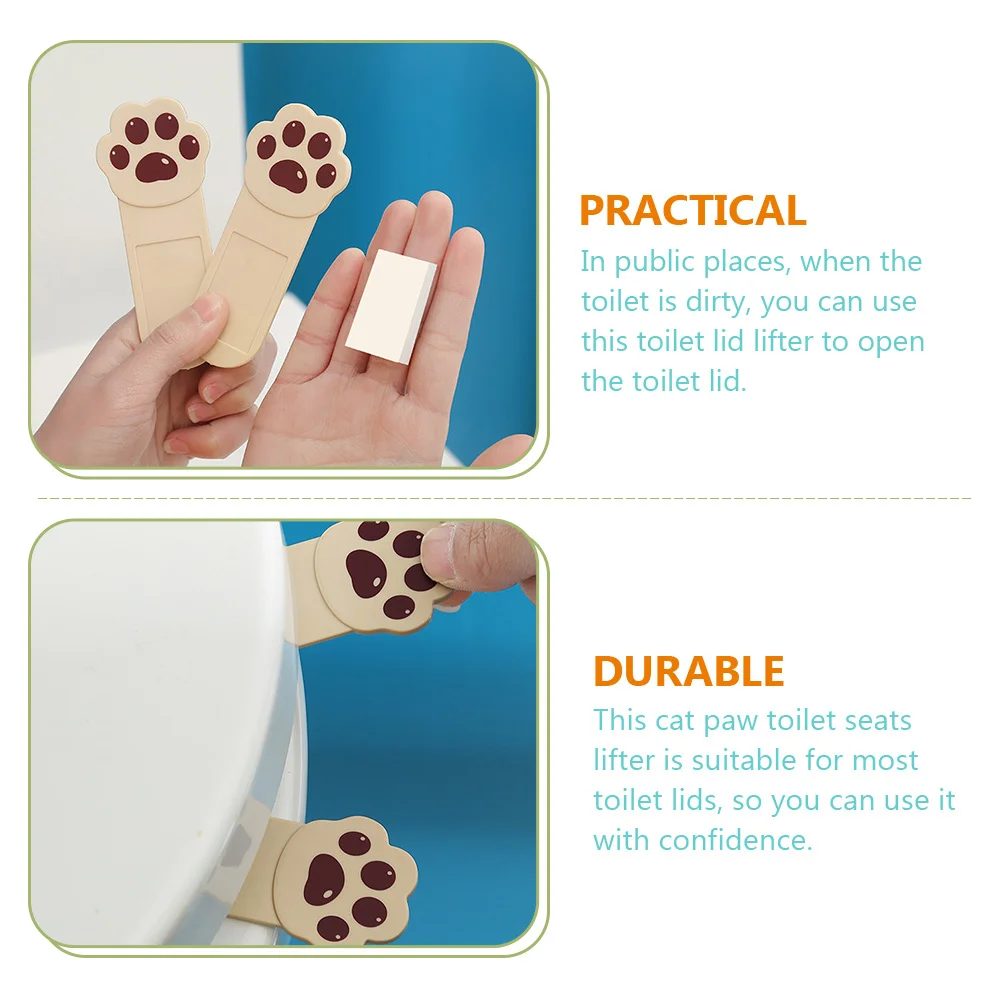

6pcs Cat Paw Lid Self-Adhesive Seats Lifter For Bathroom Office Hotel Adhesive Toilet Cover Lifter Touch Free Bathroom