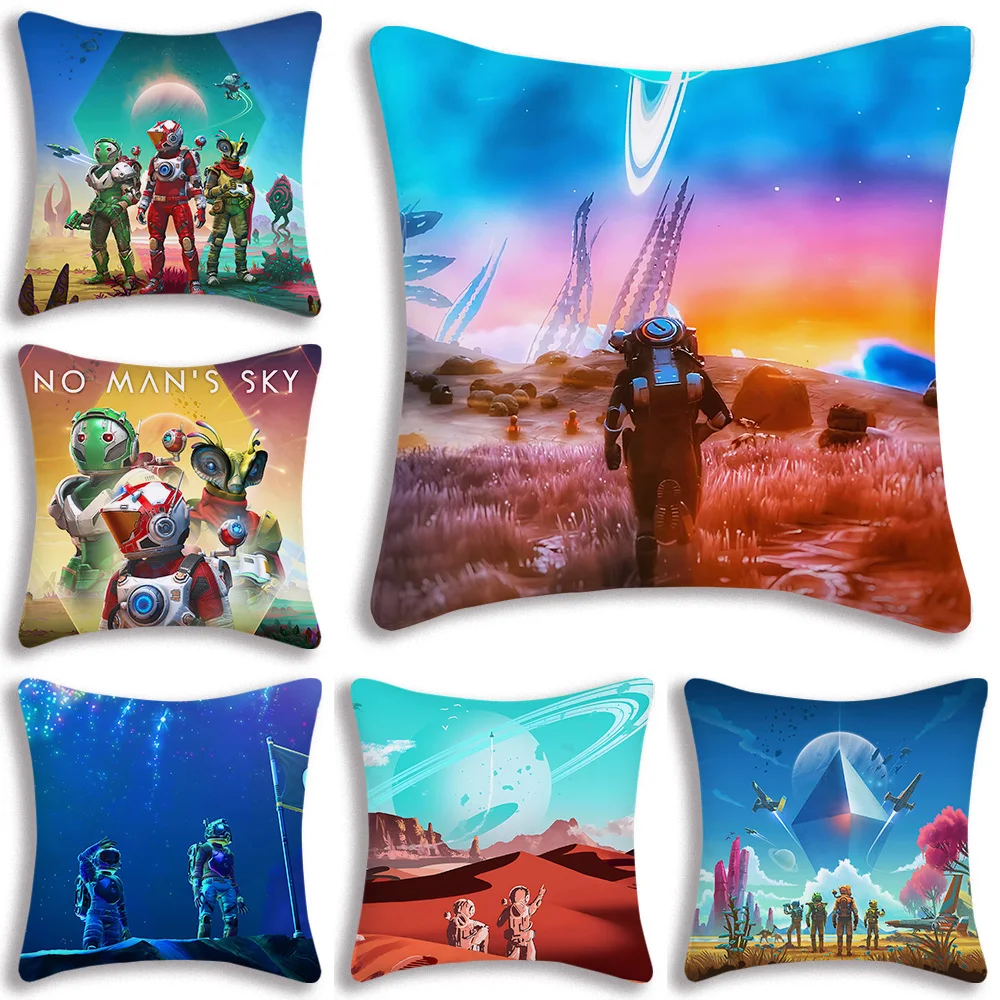 

No Man's Sky Space Game Pillow Covers Cartoon Sofa Decorative Home Double-sided Printing Short Plush Cute Cushion Cover