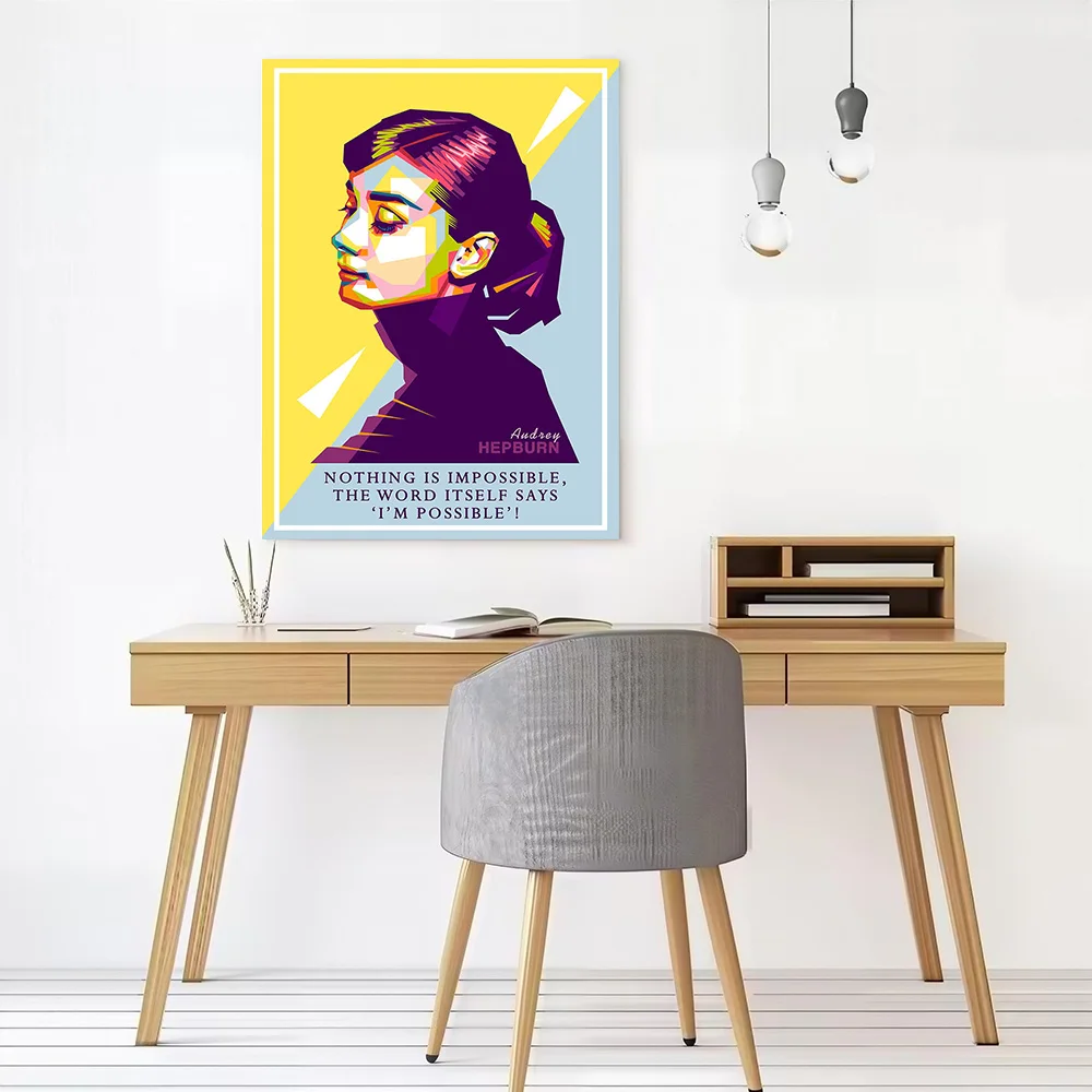 Audrey Hepburn in Popart Printed Canvas Poster Personalized High Quality Wall Art Paintings for Modern Home Decoration Ornaments