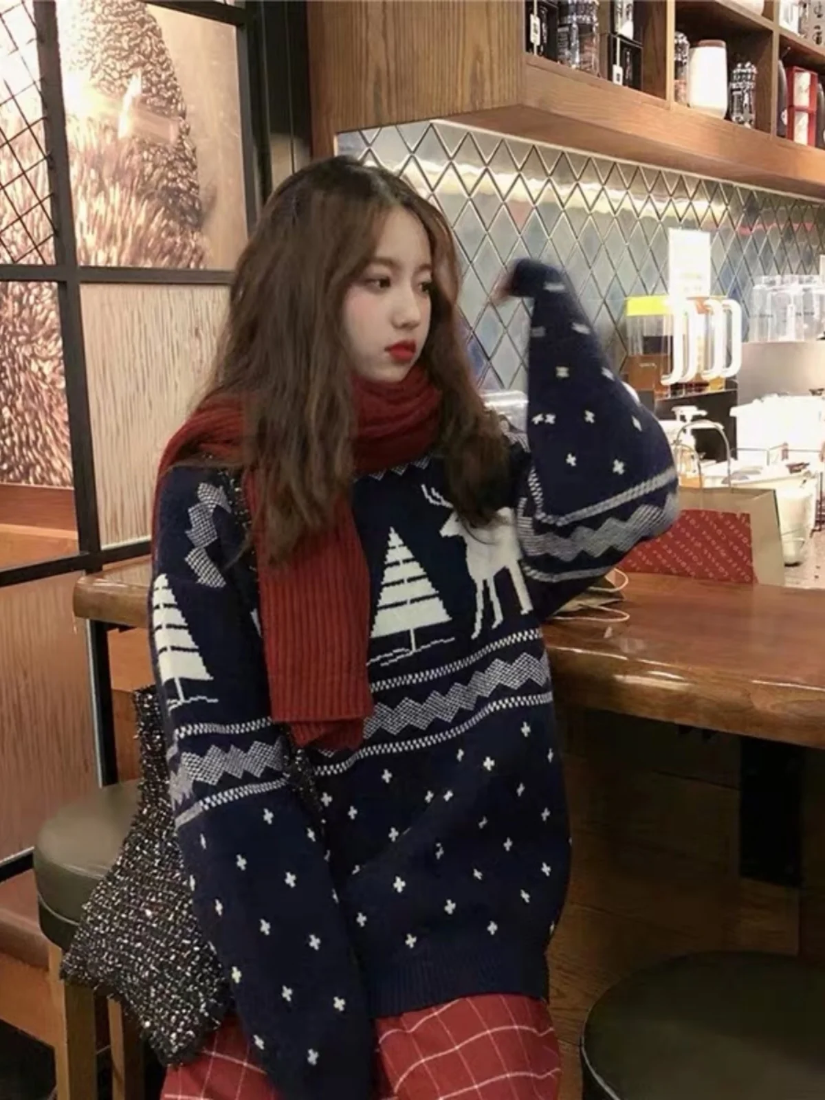 العصرية الأحمر فضفاض المرأة سترة ربيع الخريف الشتاء جديد Sle ملابس خارجية التخسيس Faionable Cisas العنصر جولة Ne طويلة... #2