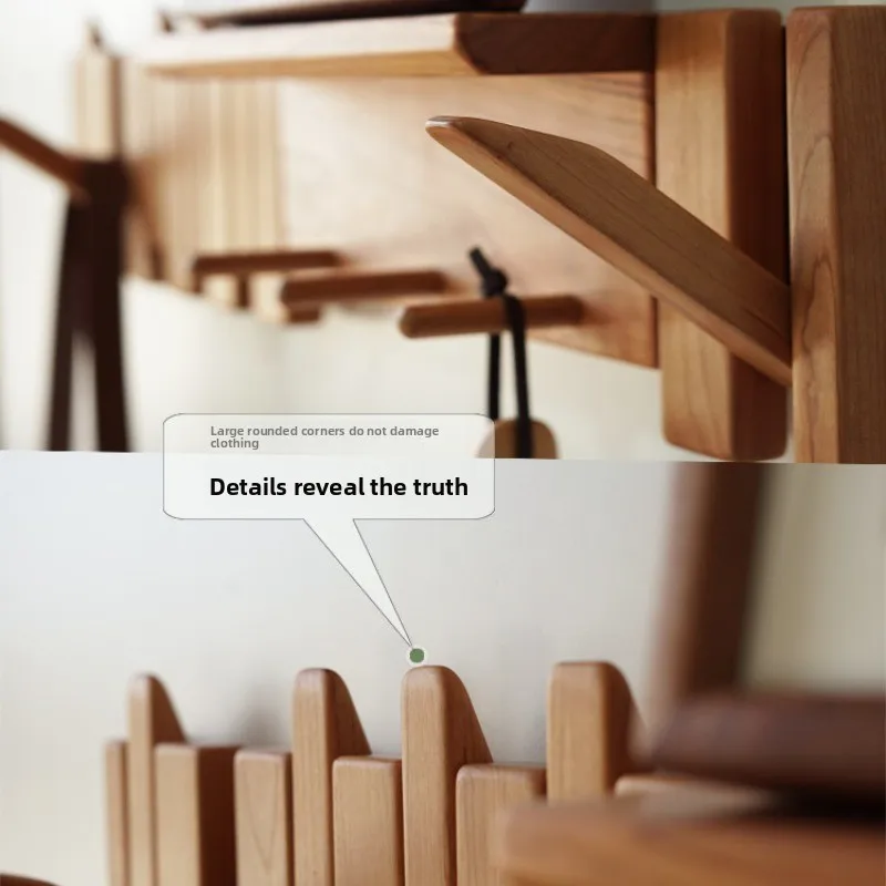 Storage Clothing Hook Black Walnut Hanger Entry Door Wall Hanging Porch Row Hook Coat Rack Storage Decoration