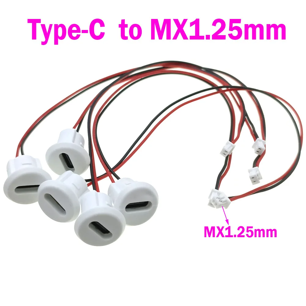 Type-C to MX1.25mm Direct compression base Socket Charging Interface USB-C Waterproof Charging Connector With 1.25mm terminal