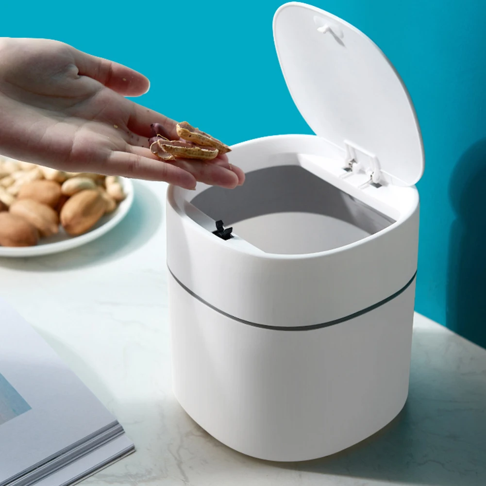 

Mini Trash Can with Lid Nordic Style Desktop Wastebasket Removable Lid Sundries Barrel Box for Office Desk Bathroom Vanity